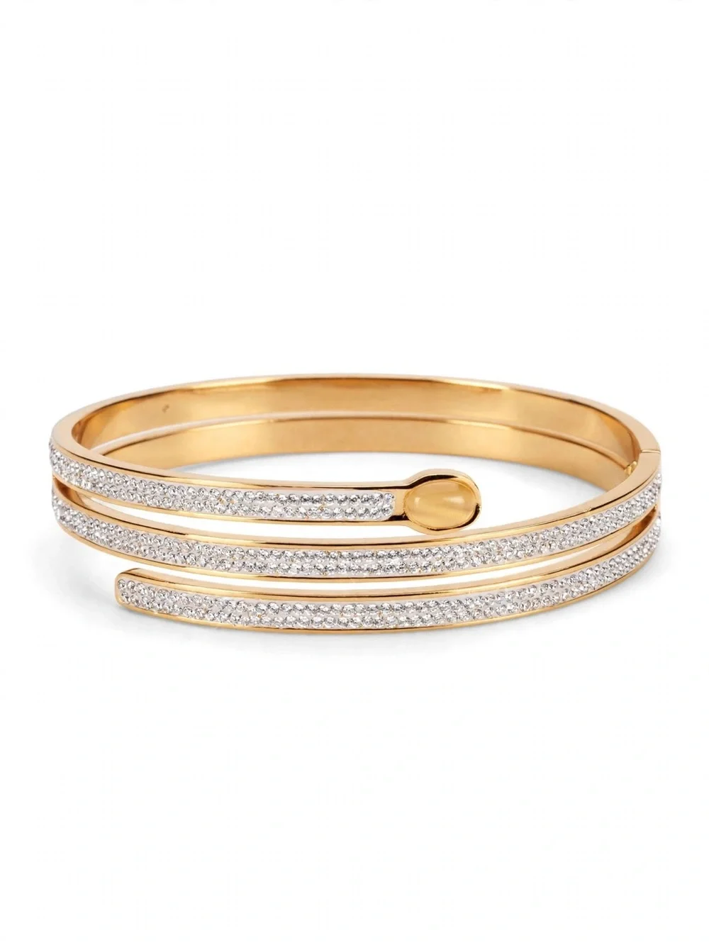 Gold Pave Double-Wrap Cuff Bracelet